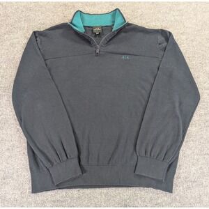 Armani Exchange Mens XL Quarter Zip Pullover Sweater Navy Blue Teal 8NZM3F ZMQ1Z